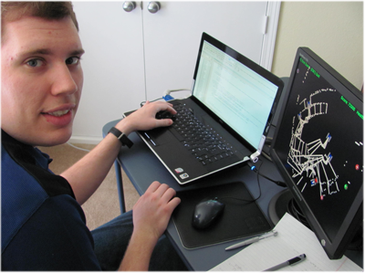 Aaron working on one of his 2D games.