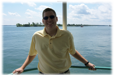 Aaron on the Detroit River.