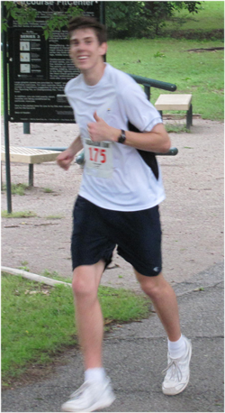 Jacob running a half marathon.