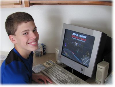 Josiah playing one of his favorite computer games.