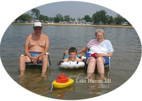 Grandma and Grandpa (Barbra and Al Clark) at their cottage.