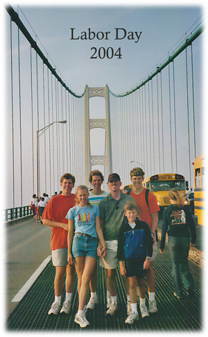 Curley family on the Mackinac Bridge.