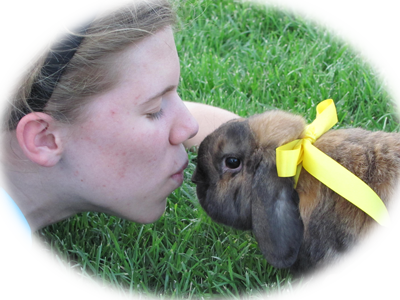 Ruth with her rabbit Riley.